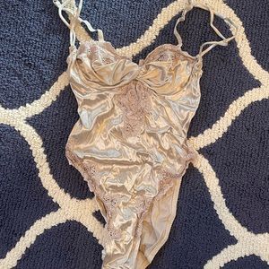 Gorgeous Vintage Gold Label Victoria’s Secret champagne Teddy/Bodysuit